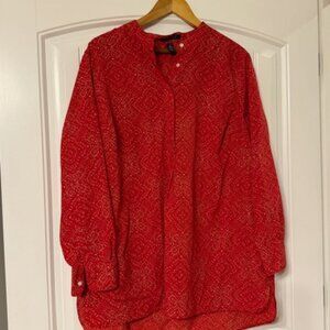 Womens Red with Gold Specks - Lauren Blouse size 2X